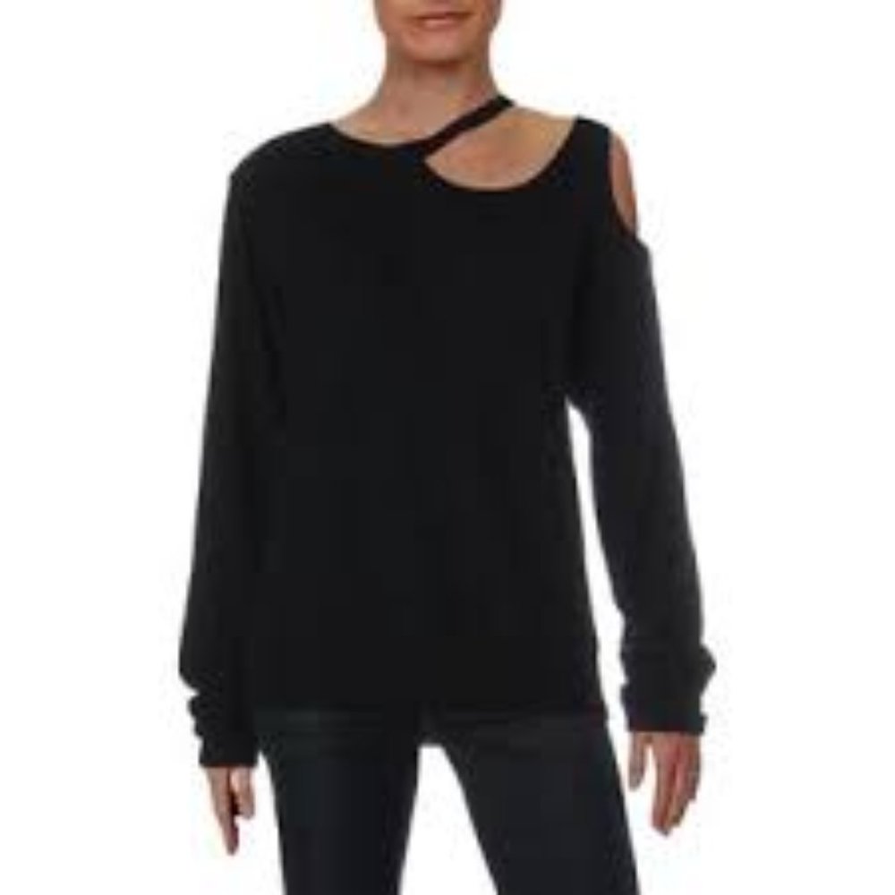 Womens Slash Cold Shoulder Pullover Sweater